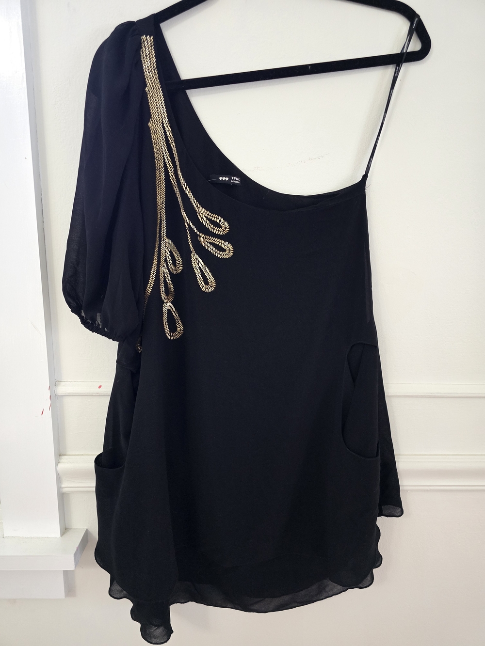 TFNC Black Tunic/Dress with Gold Beaded Detail